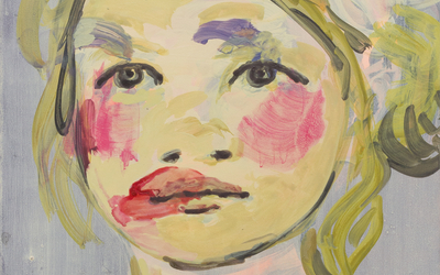 Oeuvre représentant une petite fille dont le visage est barbouillé de maquillage
