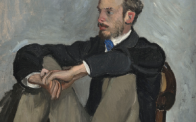 Peinture représentant un homme en costume assis sur une chaise