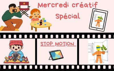 dessin de personnages faisant du stop motion et titre de l'animation