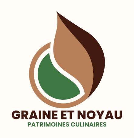 logo Graine et noyau en couleurs (vert et marron dominants)