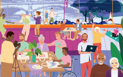 illustration représentant des personnages seniors joyaux