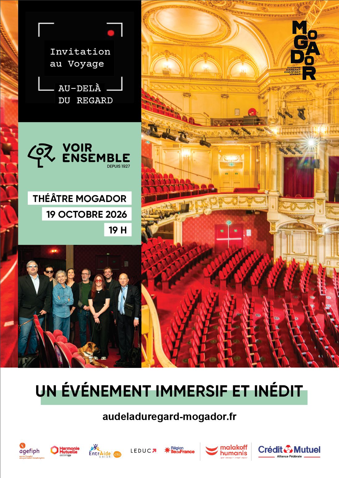 photos des speakers de l'événement et de la salle de spectacle du théâtre Mogador 