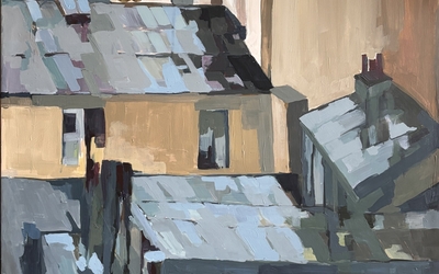 peinture de maison et de toits, couleur sable et gris